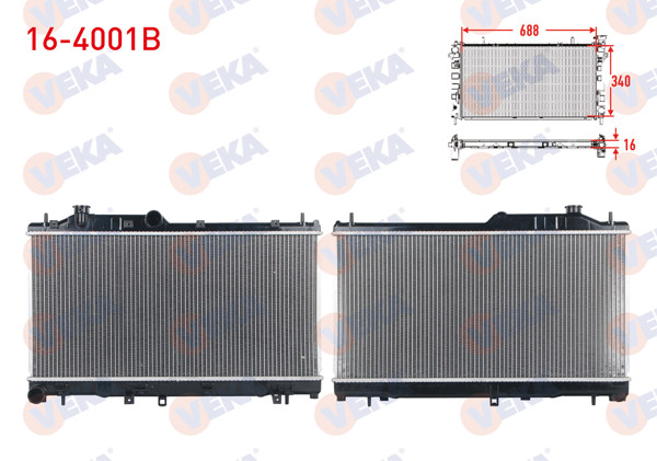 VEKA 16-4001B | Su Radyatörü Brazing Subaru Forester 2.0 4X4 M-T 2008-2013 / Impreza 1.5-1.5 4X4 M-T 2008-/ Legacy IV 2.0İ 4X4 A-T / M-T 2003-2009 / Xv 1.6İ 4X4 M-T 2012 -