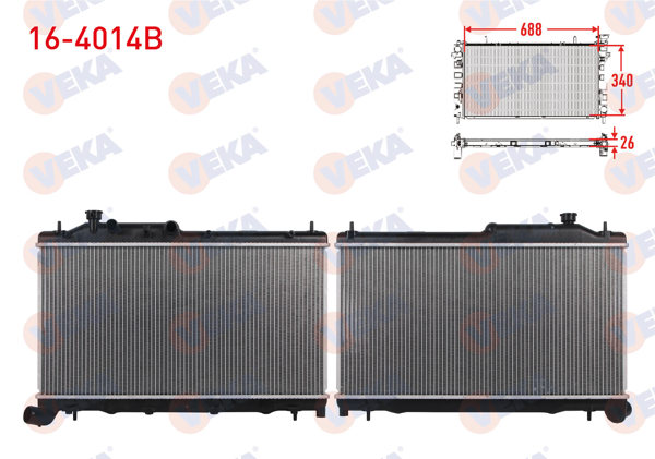 VEKA 16-4014B | Su Radyatörü Brazing Subaru Xv 2.0 TDI M-T 2012-/ Forester 2.0 TDI M-T 2008-/ Outback 2.0 TDI M-T 2003-/ Impreza 2.0 TDI M-T 2008 -