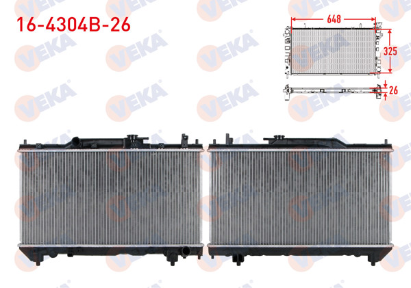VEKA 16-4304B-26 | Su Radyatörü Brazing Kalınlık 26mm Toyota Avensis (T22) 2.0İ M-T 1997-2003