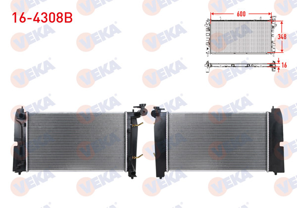 VEKA 16-4308B | Su Radyatörü Brazing Toyota Corolla 1.4 Vvt-I Zz 121 Kasa A-T 2002-2007