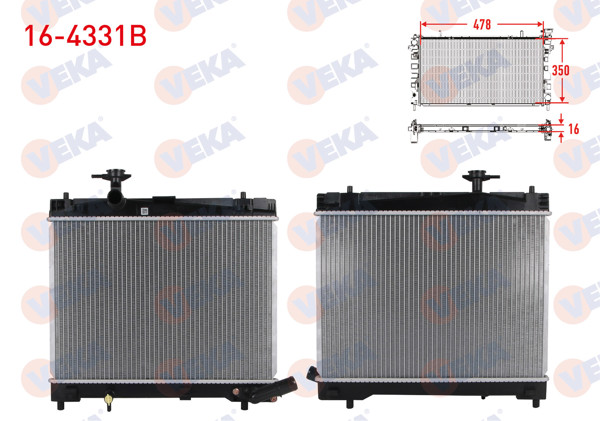 VEKA 16-4331B | Su Radyatörü Brazing Toyota Yaris (P13) 1.33 A-T / M-T Ac + /-2011 -