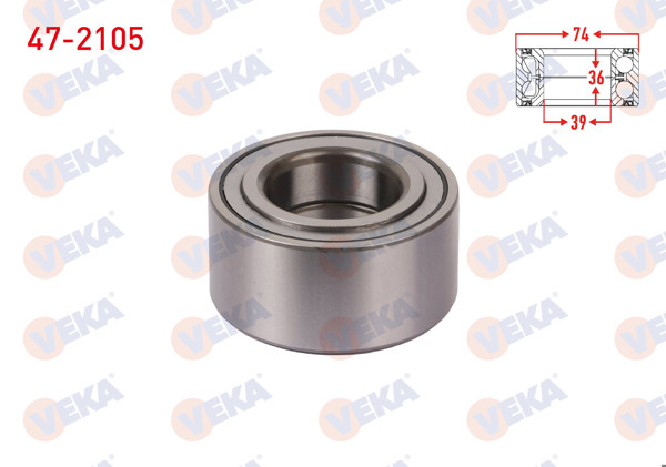 VEKA 47-2105 | On Tekerlek Rulmanı Sol-Sağ 39X74x36 / 34 Hyundai Elantra 1.6İ-1.8İ-2.0-2.0 CRDI 2001-2007 / Matrix 1.5 CRDI-1.6 2001-2010 / Kia Cerato 1.6 CRDI-1.6 2004-2012