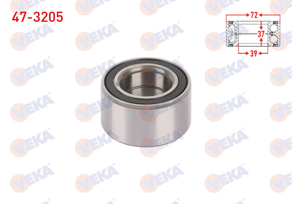 VEKA 47-3205 | On Tekerlek Rulmanı Sol-Sağ (Abssız) 39X72x37 Opel Corsa C 1.7 CDTI 00-06 / Vectra A 1.6 88-95 / Astra F 91-05 / Meriva A 03-10 / Ford Focus I 99-05 / Fiesta 01-08 / Fusion 02-12 / Escort 92-95 / Mazda 2 03-15