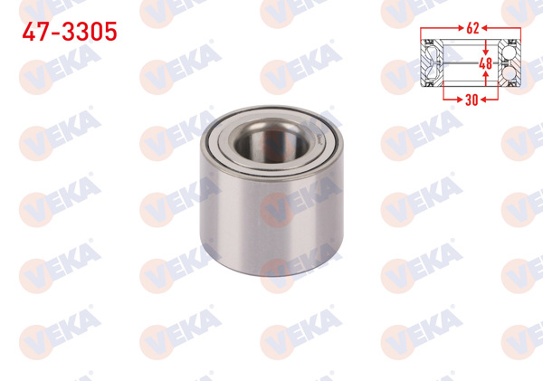 VEKA 47-3305 | Arka Tekerlek Rulmanı Sol-Sağ Kampanalı Fren 30X62x48 Clio III 05-12 / Clio IV 13-/ Talisman 15-22 / Captur 13-/ 207 06-12 / 208 12-/ 307 04-07 / C3 II 09-16 / C4 04-09 / Ds3 09-13 / Dokker 12-/ Logan 04-12 / Sandero 13 -