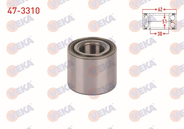 VEKA 47-3310 | Arka Tekerlek Rulmanı Sol-Sağ 30X62x51 Partner Tepee 1.6 HDI 2008-/ Berlingo 1.6 HDI 2008-/ C4 1.6 HDI-1.6 Thp-1.6 VTI 2009-/ 308 1.6 16V-1.6 HDI 2007-2013 / 3008 1.6 HDI 2009-/ 5008 1.6 HDI 2009 -