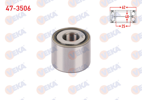 VEKA 47-3506 | Arka Tekerlek Rulmanı Sol-Sağ 25X62x48 Renault Megane I 1.9 D-1.6İ 16V 1996-2003 / Scenic I 1.9 DCI 1999-2003