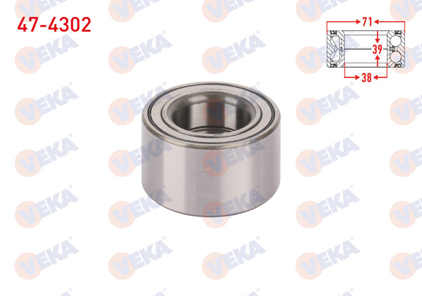 VEKA 47-4302 | On Tekerlek Rulmanı Sol-Sağ 38X71x39 Toyota Yaris 1.0İ-1.3İ-1.4 D-4D 1999-2005