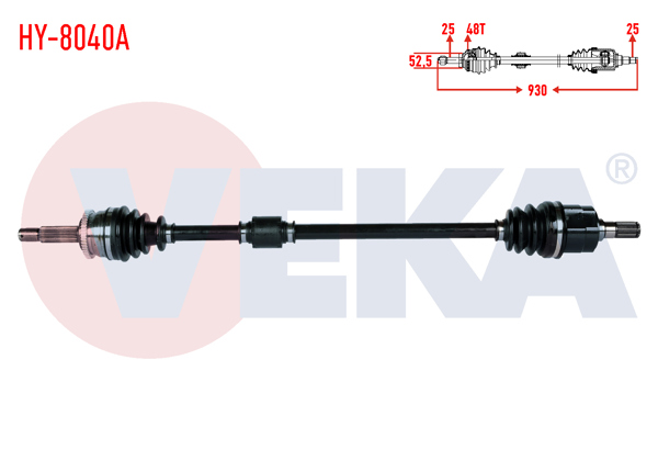 VEKA HY-8040A | Komple Aks Ön Sağ Hyundai i20 (Pb, Pbt) 1.4 M-T ABS li 48 Dıs Uzunluk 930mm 2008-2015