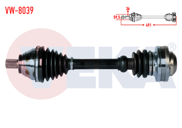VEKA VW-8039 | Komple Aks Sol Ön Uzunluk 491mm Volkswagen Golf V (1K1) 2.0 TDI M-T 6 İleri Cffb 2003-2009 / Tiguan 1.4 TFSI