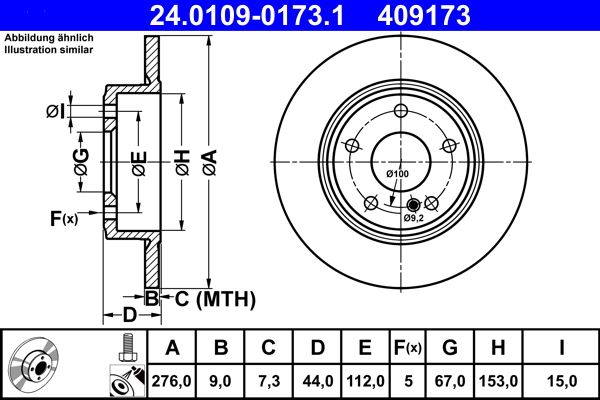ATE 24.0109-0173.1 | Fren Diski | 2 Adet