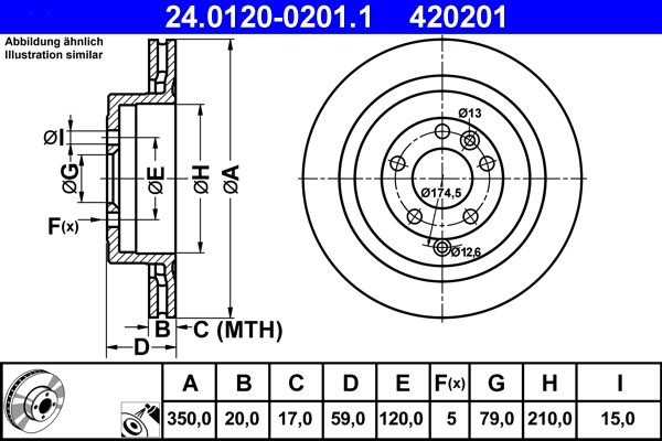 ATE 24.0120-0201.1 | Fren Diski Arka Land Rover Range Rover Discovery III-Sport 2004-2013 350 Çap | 2 Adet