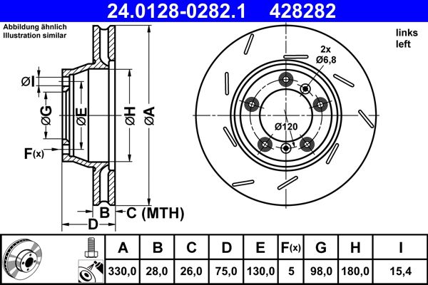 ATE 24.0128-0282.1 | Fren Diski Arka Sol Panamera 09 >