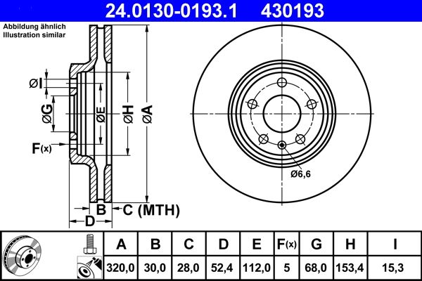 ATE 24.0130-0193.1 | Fren Diski Ön A4 07 > A5 08 > Q5 | 2 Adet