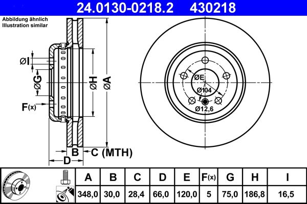 ATE 24.0130-0218.2 | Fren Diski Ön Bmwf06-F10-F11-F18-F12-F13 Xd-Dx 2009-2018 (5,25-5,30) (Perçinli Aluminyum Göbek) | 2 Adet