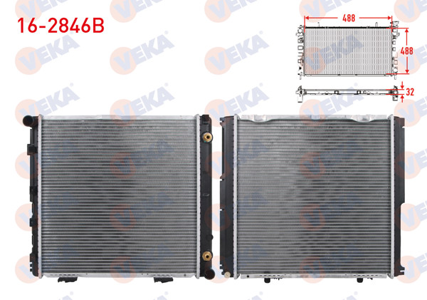 VEKA 16-2846B | Su Radyatörü Brazing Mercedes E Serisi (W124) 200 E A-T Ac + 1988-1993