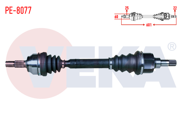 VEKA PE-8077 | Komple Aks Sol Ön Peugeot 206 (2A / C) 1.6İ 16V M-T Uzunluk 601mm 1998-2006
