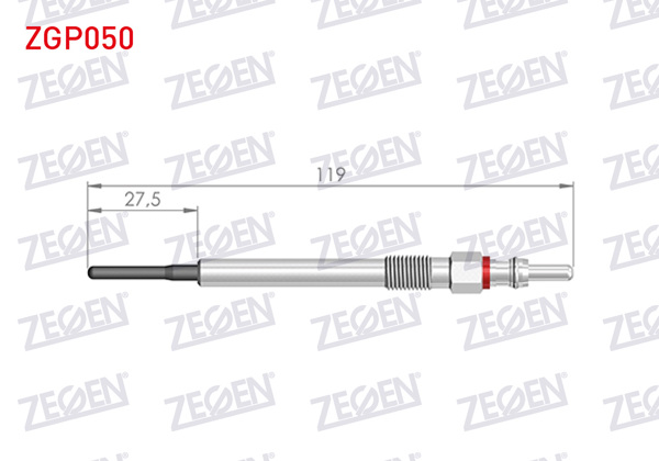 ZEGEN ZGP050 | Kızdırma Buji 4,4V (Euro 5) (Ince) Fiat Fiorino (225) 1.3Mjt 13-/ Linea (323) 1.3 Mjt 11-/ Peugeot Bipper (Aa) 1.3Hdı 13-/ Citroen Nemo 1.3 HDI 13-/ Opel Astra J 1.3 CDTI 09-16 | 10 Adet