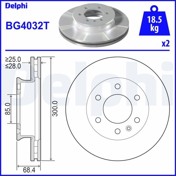 DELPHI BG4032T | Fren Diski Ön Mercedes Sprinter B906 B907 B910 . VW Crafter 30-35-50