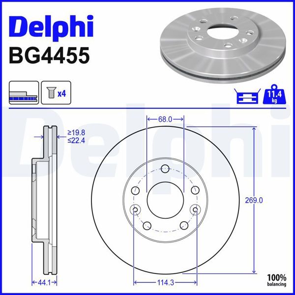 DELPHI BG4455 | Disk On 10 > Duster-Esp Kaplamalı | 2 Adet