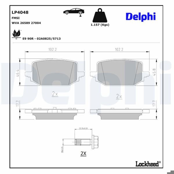 DELPHI LP4048 | Fren Balata Arka 21 > Kangoo