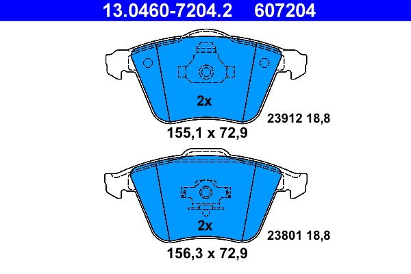 ATE 13.0460-7204.2 | Fren Balatası Ön Fişsiz Vectra C 02 > 2.8 V6 A4 04 > 08 A6 04 > A8 03 > Exeo 09 > Focus Mazda 3 03 > 9-3 S40 II 04 > V40 12 > V50 04 > C30 06 > 12 C70 II 06 >
