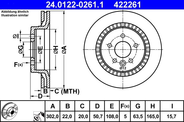 ATE 24.0122-0261.1 | Fren Diski Arka Xc60 08 > | 2 Adet