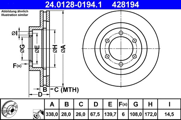 ATE 24.0128-0194.1 | Fren Diski | 2 Adet