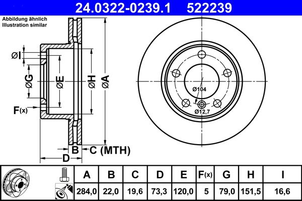 ATE 24.0322-0239.1 | Fren Diski Ön BMW 1 F20 10 > | 2 Adet