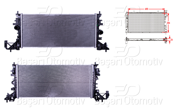 WISCO 2113716-00 | Su Radyatörü Brazing Mt-At 680X306x26 Opel Astra K 1.6 Dizel. 1.4 Benzinli