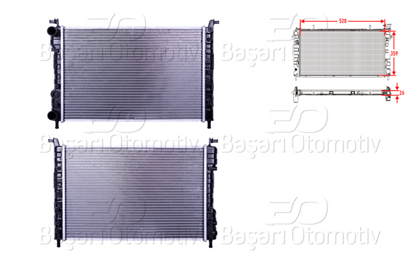 WISCO 3113754-00 | Su Radyatörü Brazing Mt 520X359x26 Fiat Palio (178_, 171_) 1.2 1.4 1996-2002 Siena (178_, 172_) 1.3 98-02