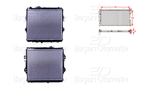 WISCO 3114162-00 | Su Radyatörü Brazing Mt 450X518x26 Toyota Hilux (N1) 2.4 TD 98-02