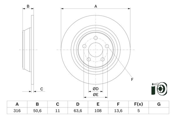 BOSCH 0986479E82 | Fren Diski-Arka