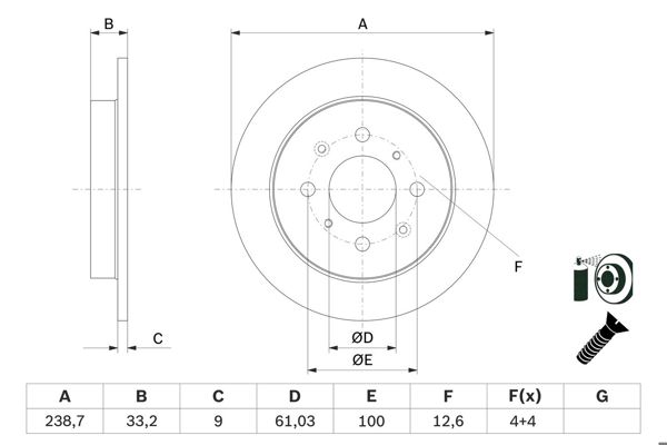 BOSCH 0986479F34 | Fren Diski-Arka