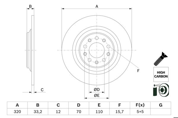 BOSCH 0986479G74 | Fren Diski-Arka