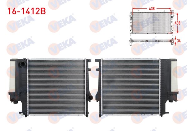 VEKA 16-1412B | Su Radyatörü Brazing Kare Tip BMW 3 Serisi (E36) 316 İ M-T Ac + /-1990-1998