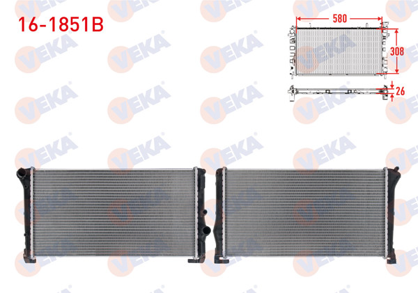 VEKA 16-1851B | Su Radyatörü Brazing Lancıa Musa (350_) 1.3 Mjt M-T 2004-2012 / Fiat Idea 1.3 Mjt M-T 2003-/ Punto 1.3 Mjt M-T 1999-2009