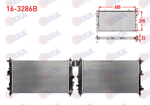 VEKA 16-3286B | Su Radyatörü Brazing Opel Insignia A 1.6 CDTI, 2.0 CDTI A-T 2014-2017