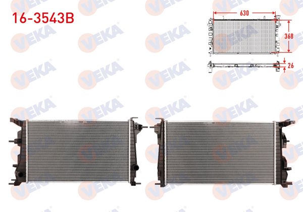 VEKA 16-3543B | Su Radyatörü Brazing Renault Fluence (L30) 1.5 DCI A-T / M-T Ac + /-2009 -