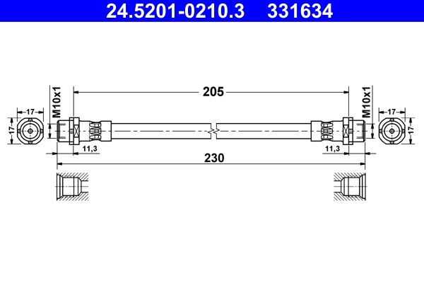 ATE 24.5201-0210.3 | Fren Hortumu E-70 / 71 / 72 F-15 / 16 / 85 / 86 Arka Sol