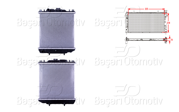 WISCO 3114035-00 | Su Radyatörü Brazing Mt 325X318x16 Suzuki Alto 5 (Ef) 1.0 94-02 / Daewoo Tıco (Kly3) 0.8 95-00