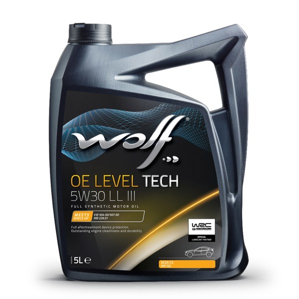 WOLF 1043893 | Tam Sentetik Motor Yağı Oe Level Tech 5W30 Ll III C2-C3 5L Vw504 / 507 Mb229.51