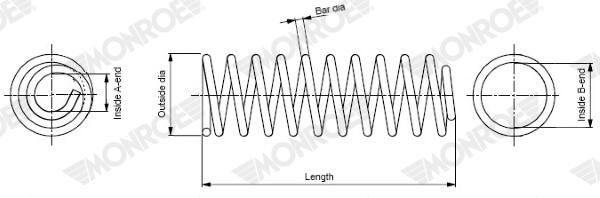 MONROE SP3590 | Helezon Yayı Arka Sağ / Sol BMW E60 / E61