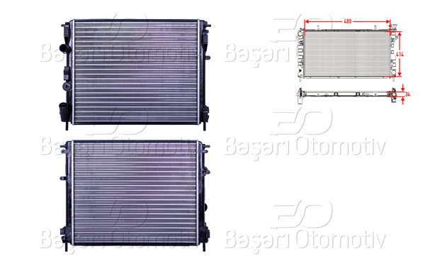 AUTOLUX 3113007-22 | Su Radyatörü Mekanik Mt 480X415x23 mm Dacia Logan Sandero 1.4Mpı 1.5 DCI 04 >