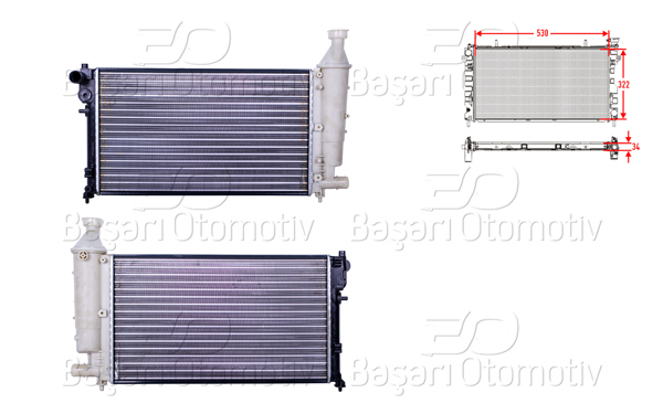 AUTOLUX 3113010-22 | Su Radyatörü Mekanik 531X322x23 mm Citroen Saxo 1.1 1.4 1.6 Peugeot106 1.0 I 1.1 I 1.6 I 1.6 S16 96 > 04