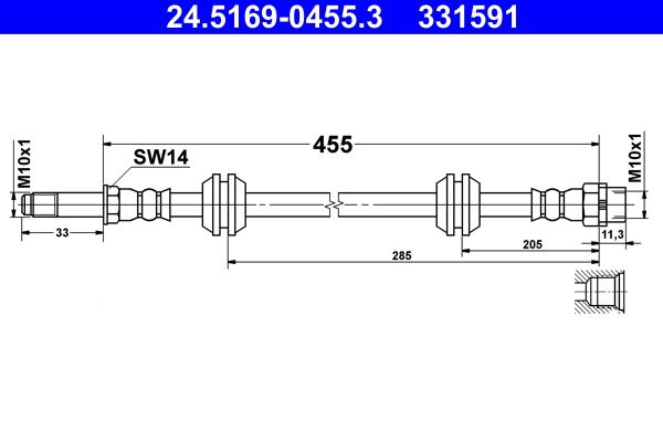 ATE 24.5169-0455.3 | Fren Hortumu F-39 / 40 / 44 / 45 / 46 / 48 Arka