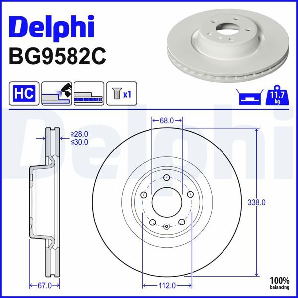 DELPHI BG9582C | Fren Diski (Tekli Paket)-Boyalı-Deliksiz-Ön