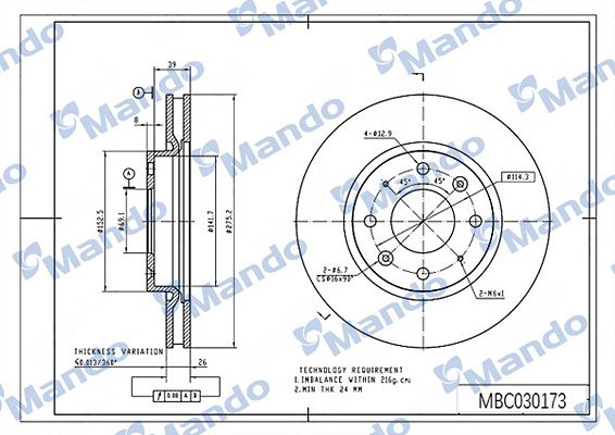 MANDO MBC030173 | Disk On 05-Cerato | 2 Adet