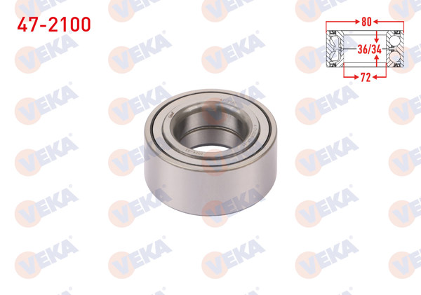VEKA 47-2100 | On Tekerlek Rulmanı Sol-Sağ 42X80x36 / 34 Hyundai Elantra 1.6İ-1.8İ-2.0-2.0 CRDI 2001-2007 / Sonata IV 2.0İ-2.4İ 2001-2004 / Kia Cerato 1.5 CRDI-1.6 CRDI 2004-2012 / Magentis 2.0İ 16V 2001-2005