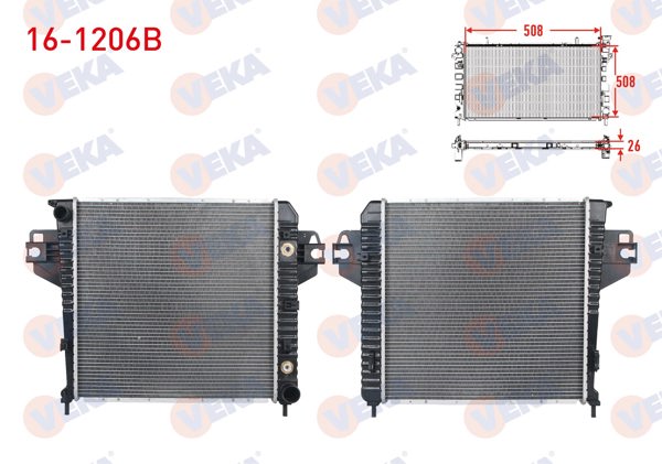 VEKA 16-1206B | Su Radyatörü Brazing Jeep Cherokee 3.7 4X4 A-T / M-T Ac + /-2001-2008