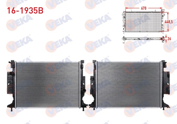 VEKA 16-1935B | Su Radyatörü Brazing Ford Focus III 1.5 Ecoboost A-T / M-T Ac + /-2011-2015